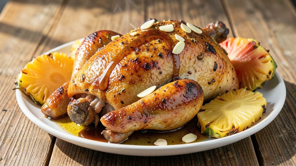 Baked Pineapple Whole Chicken Recipe: Juicy Meat and Caramelized Fruit Fusion