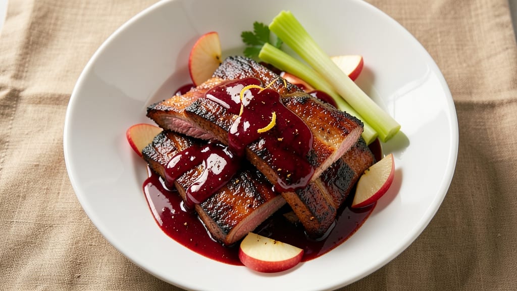 Candy Apple Glazed Ribs Recipe: Crunchy Celery and Sweet Apple Glaze Fusion