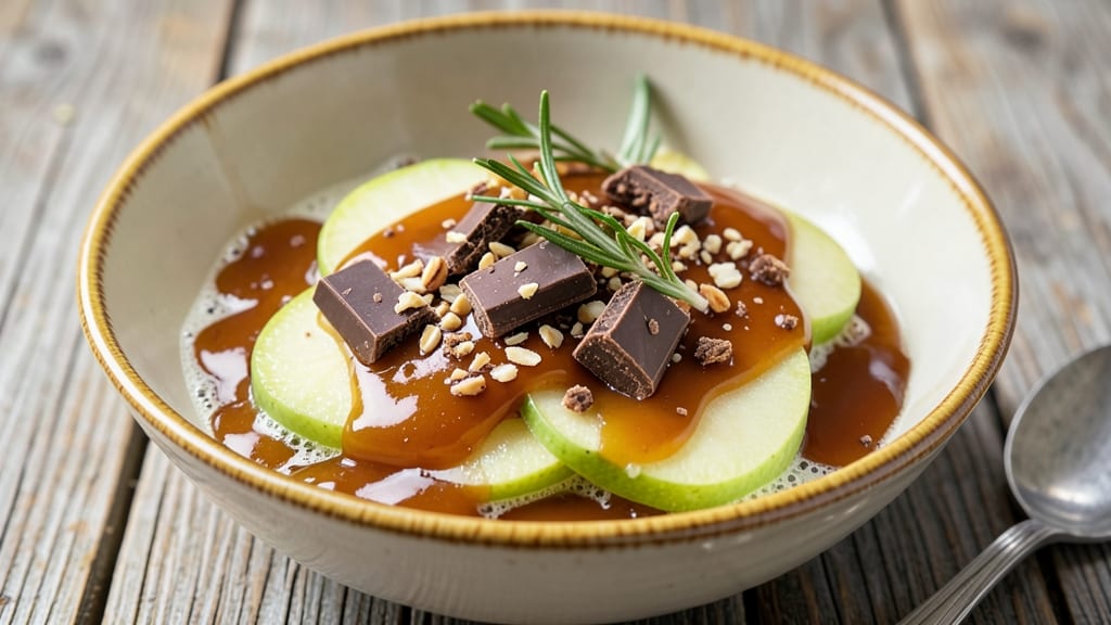 Caramel Apple Dip Recipe With Heath Bars: Warm Spiced Gooey Dip With Crunchy Topping