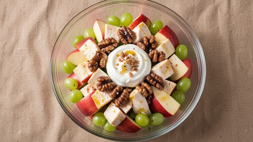 Apple Grape Walnut Chicken Salad Recipe: Crunchy Nut-Fruit Trio With Zesty Yogurt Dressing