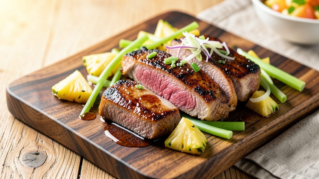 Outback Pineapple and Pork Medallions Recipe: Caramelized Glaze With Celery Pepper Crunch