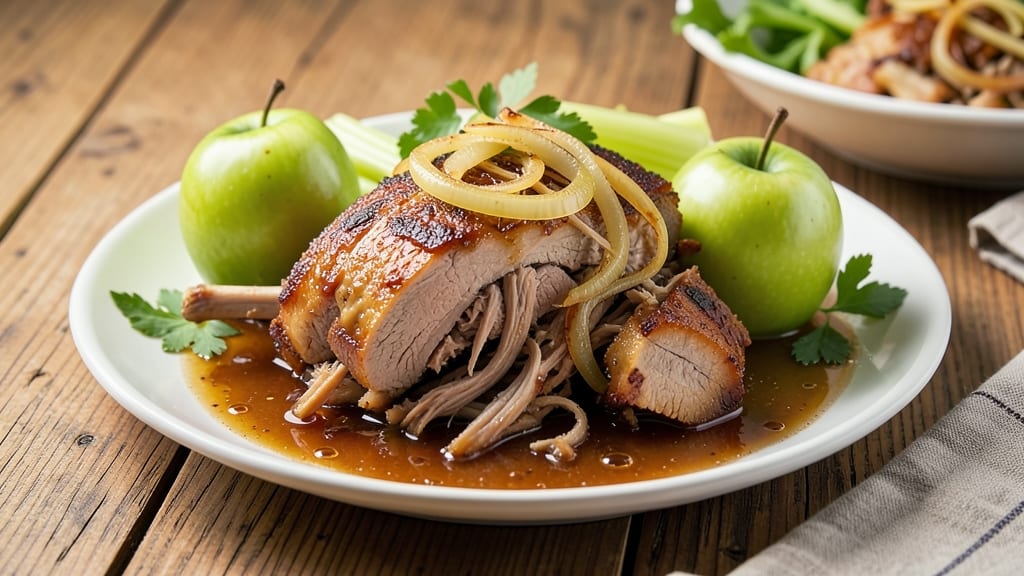 Apple Pulled Pork Slow Cooker Recipe: Celery-Pepper Crunch Meets Smoky Apple Glaze