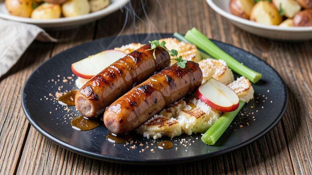 Sweet Apple Chicken Sausage Recipe: Celery-Crusted Bites with Caramelized Apple Gloss