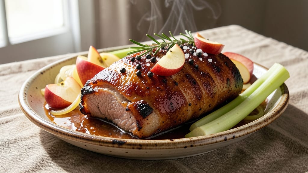 Apple Glazed Pork Roast Recipe: Celery-Pepper Glaze That Caramelizes Edges