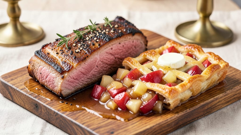 Pork Chop and Apple Pie Filling Recipe: Crispy Celery and Spiced Apple Pan Sauce