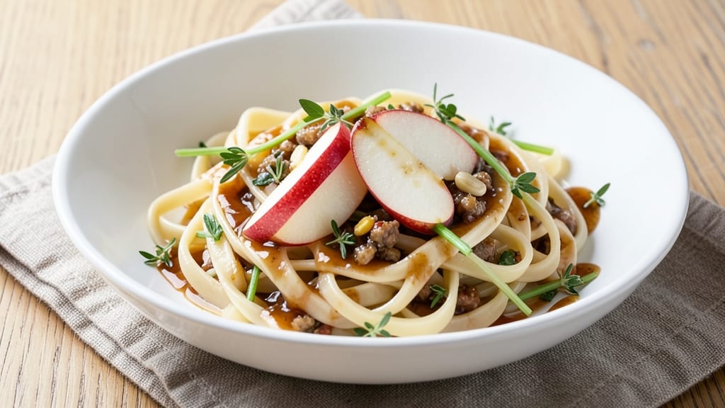 Apple Pasta Recipe: Celery-Apple Sauté With Al Dente Noodles