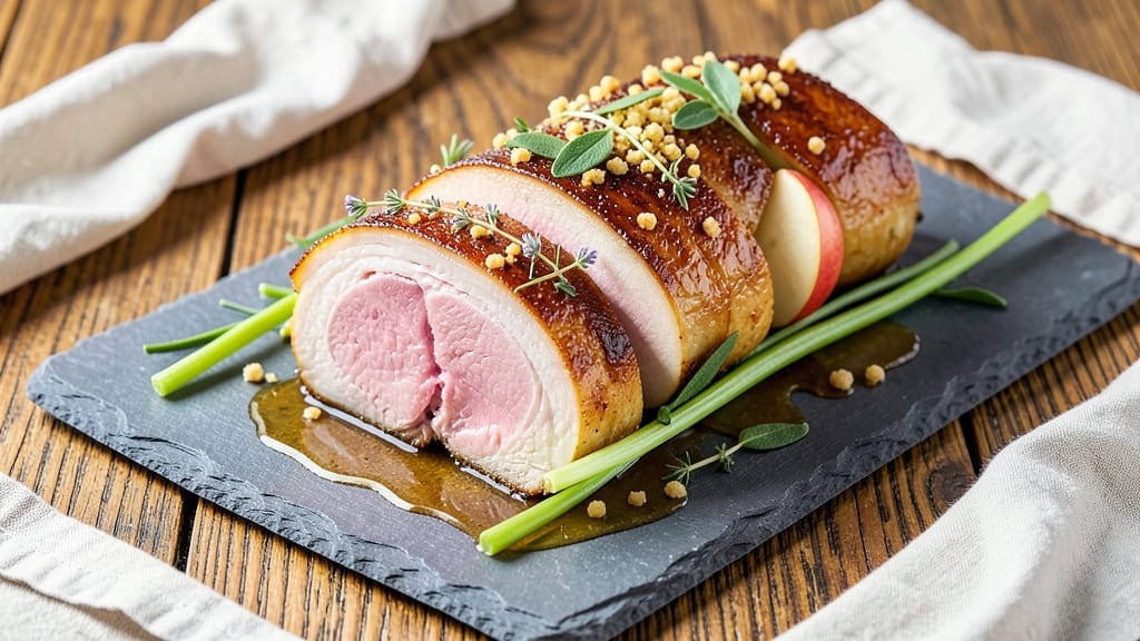 Apple Stuffed Boneless Pork Loin Roast Recipe: Crunchy Celery-Apple Core Filling That Stays Intact