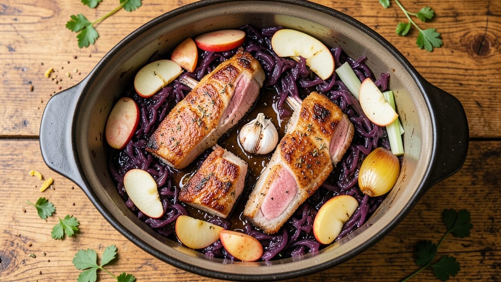 Pork Apple Sauerkraut Crock Pot Recipe: Sweet-Tart Braise With Celery Crunch Contrast