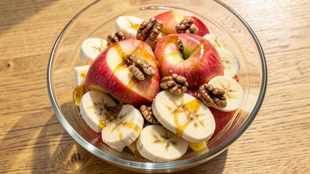 Apple and Banana Salad Recipe: Bright Citrus-Dressed Crunch With Walnut Topping