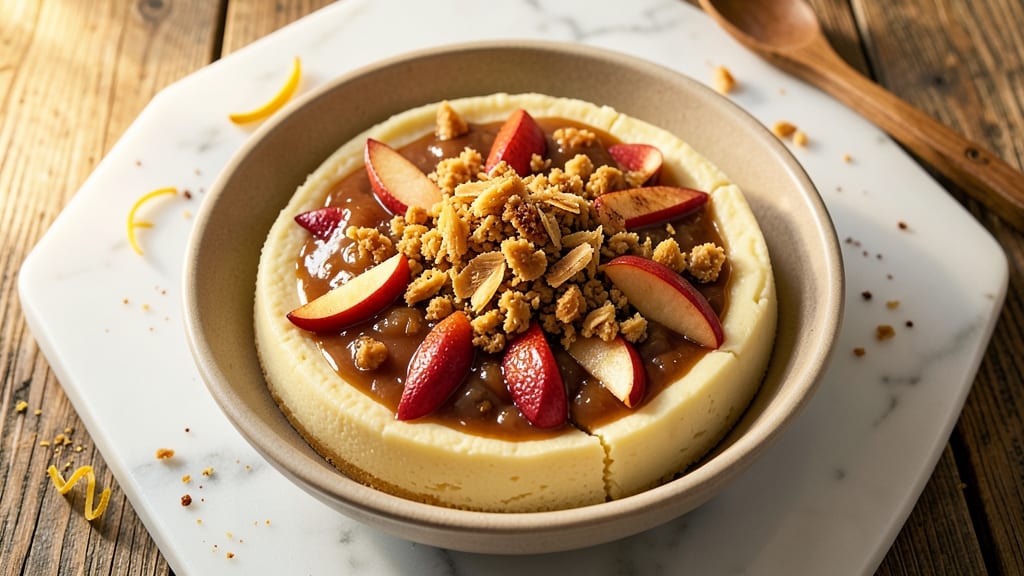 Apple Crisp Cheesecake Factory Recipe: Warm Spiced Topping Over Silky Vanilla Base