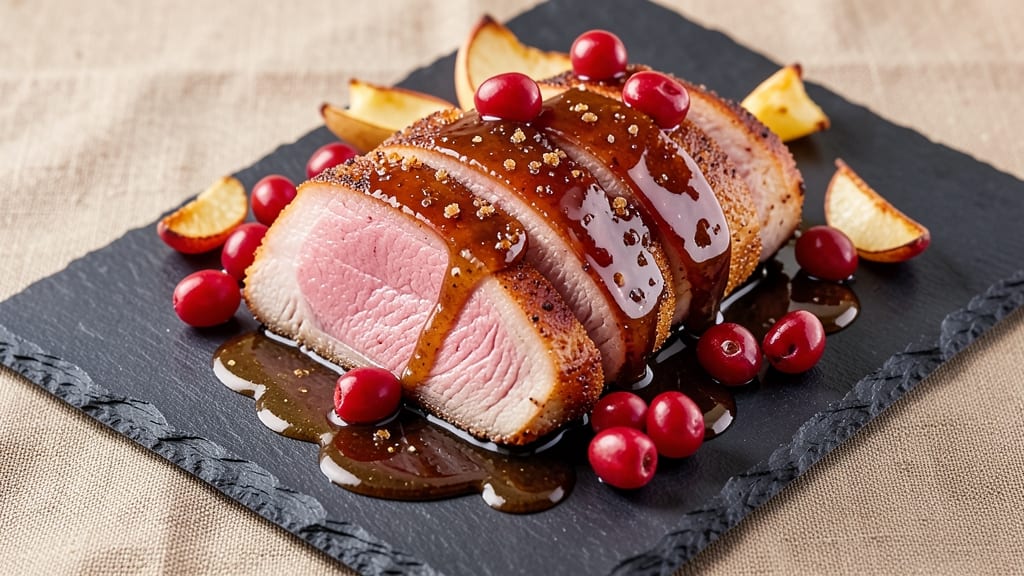 Cranberry Dijon Pork Roast With Apple Cider Glaze Recipe: Sweet-Tart Glaze That Caramelizes Pork