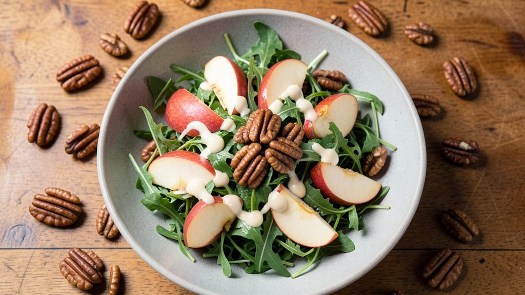 Apple Pecan Arugula Salad Recipe: Crunchy Nut and Peppery Greens Balance