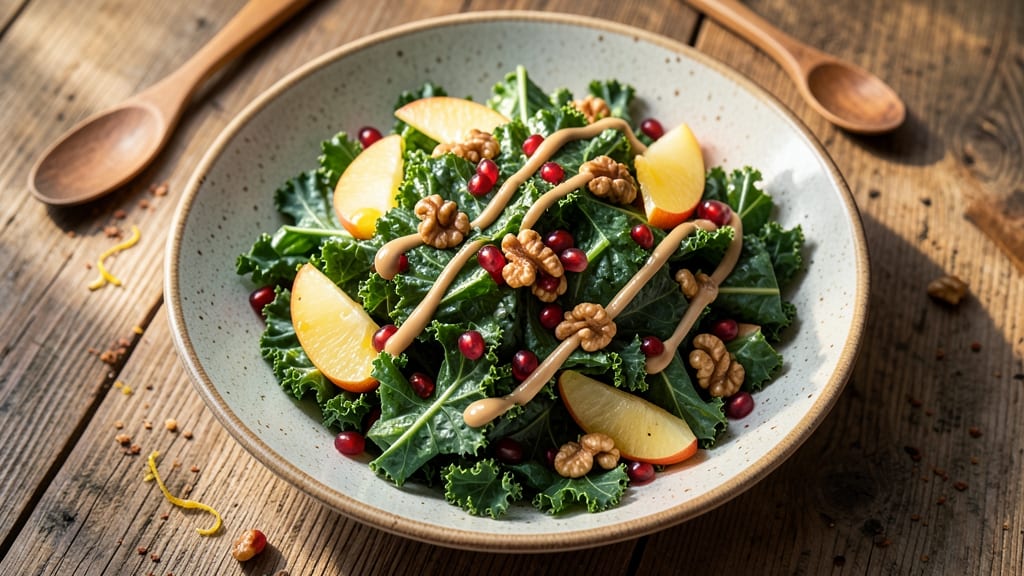 Kale, Apple, and Pomegranate Salad Recipe: Sweet-Tart Crunch with Nutty Dressing