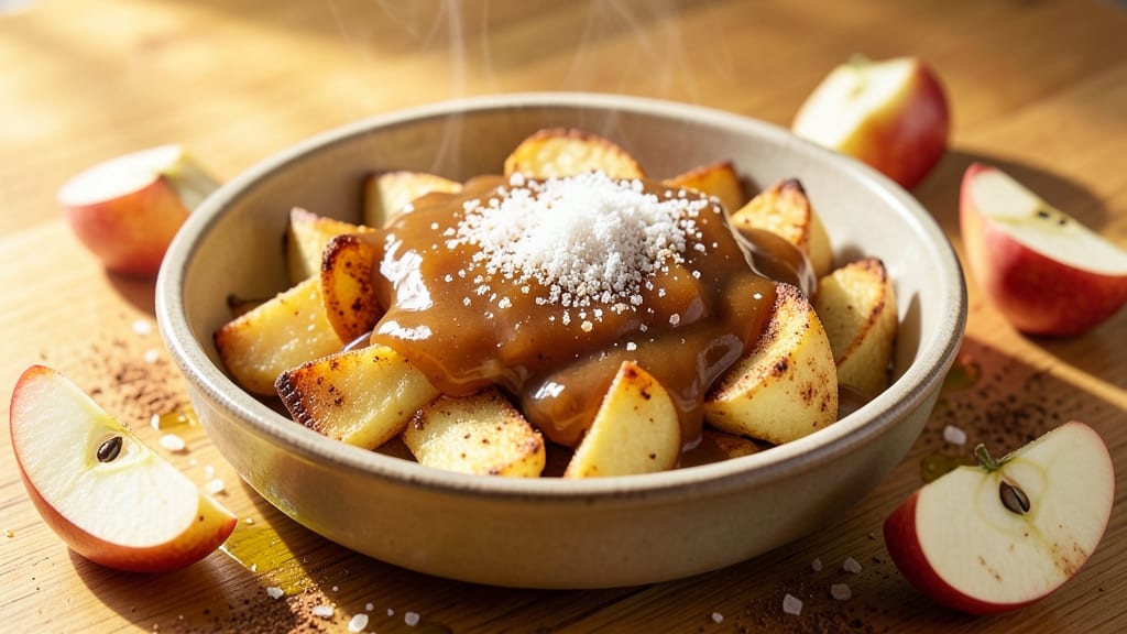 Apple Skor Dip Recipe: Warm Spiced Streusel Hugs Tart Apple Creaminess