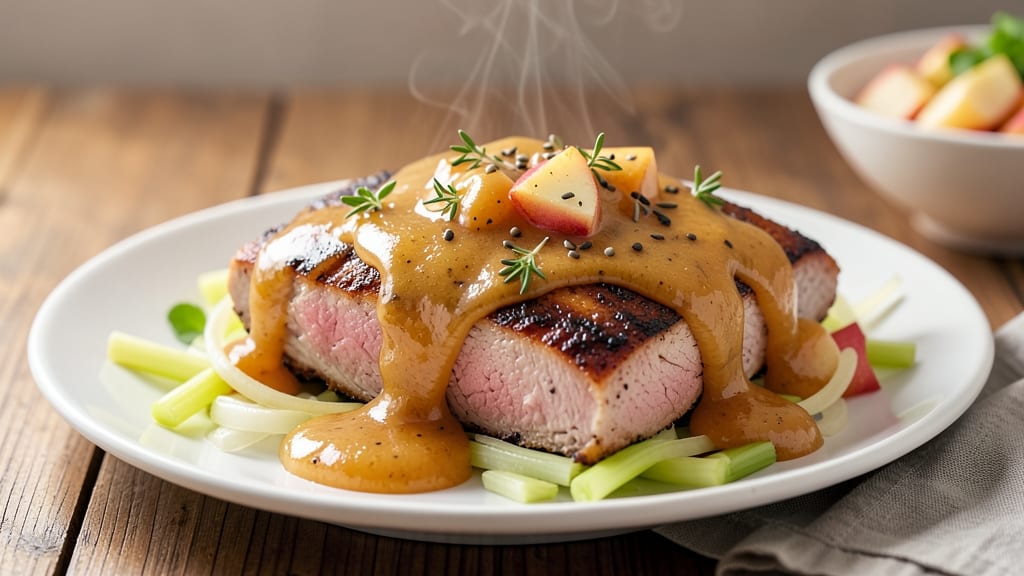 Pork Tenderloin Apple Sauce Recipe: Crispy Celery and Sweet Apple Pan Glaze