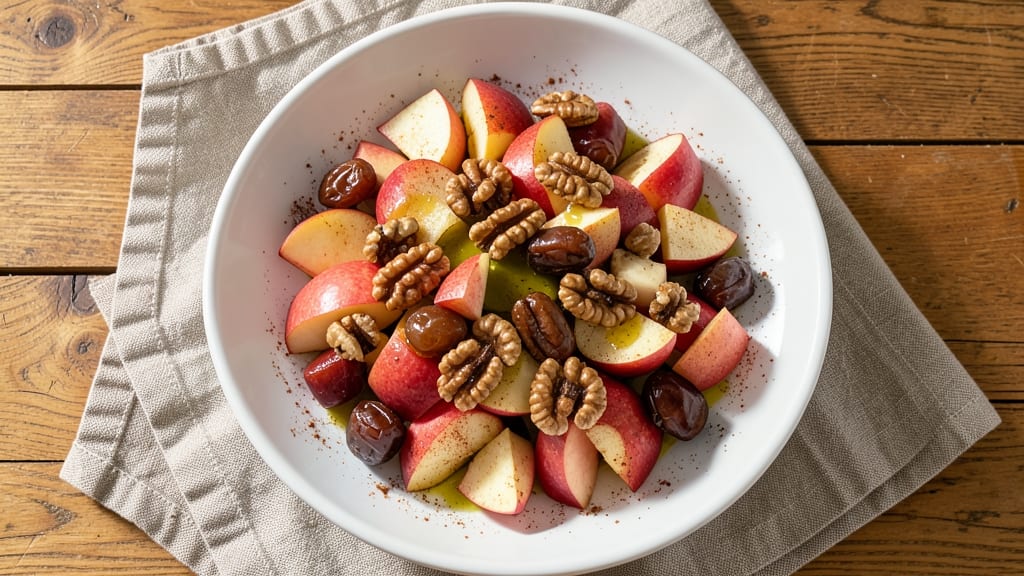Apple Date Salad Recipe: Warm Spiced Nuts and Tart-Sweet Fruit Balance