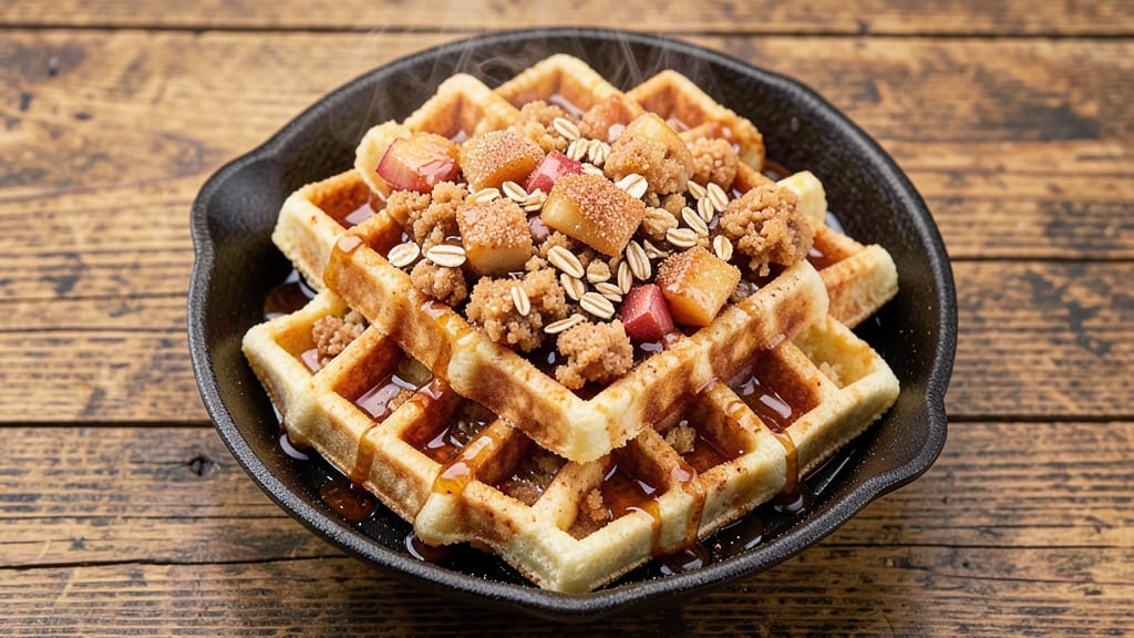 Apple Belgian Waffle Recipe: Fluffy Stacks with Caramelized Apple Streusel