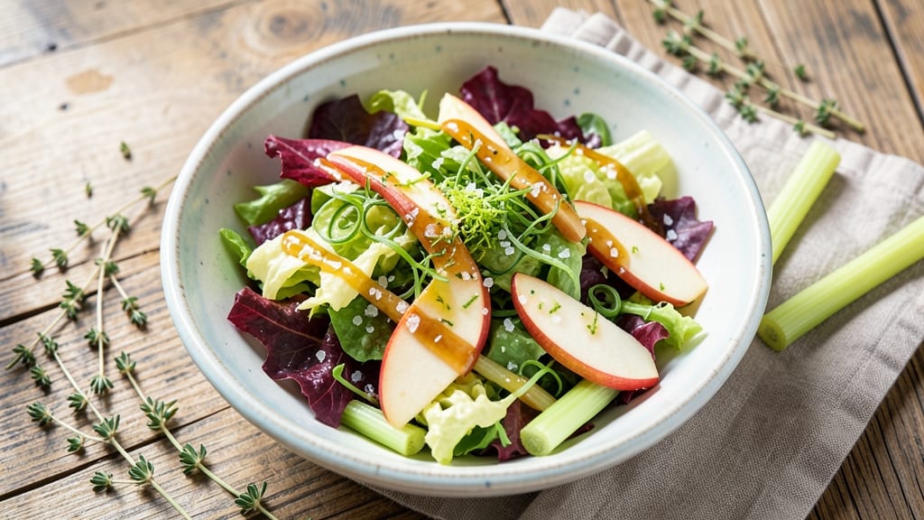 Spring Mix Apple Salad Recipe: Crisp Celery and Honey-Lime Vinaigrette Bite