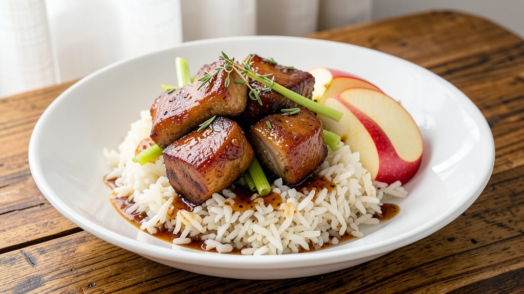 Pork Apple Rice Recipe: Sweet Caramelized Apples and Crispy Celery Bites
