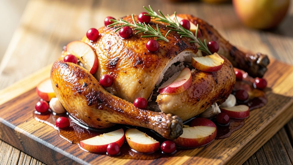 Apple and Cranberry Roasted Chicken Recipe: Juicy Meat with Tart-Sweet Pan Sauce