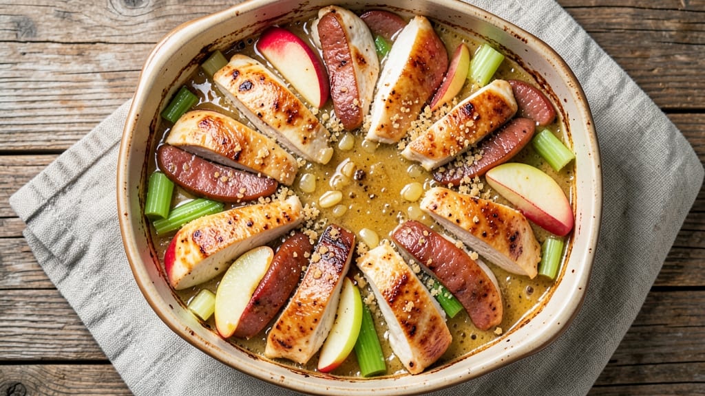 Chicken Apple Sausage Casserole Recipe: Savory-Sweet Celery Crunch Bake