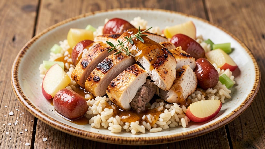 Chicken, Apple, Sausage, and Orzo Recipe: One-Pot Heartiness with Celery Crunch