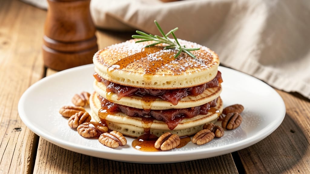 Bickfords Baked Apple Pancake Recipe: Spiced Apple Streusel Stacks With Celery Crunch Topping